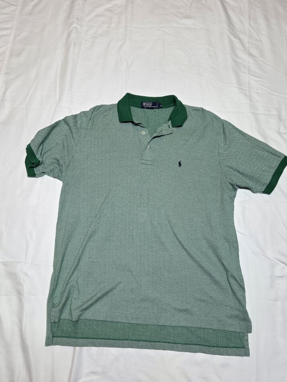 Polo Ralph Lauren Polo Shirt Mens XL Green White Blue Pony Rugby Cotton Preppy